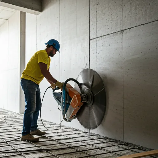Duvar kesme makinesi kullanan ekip